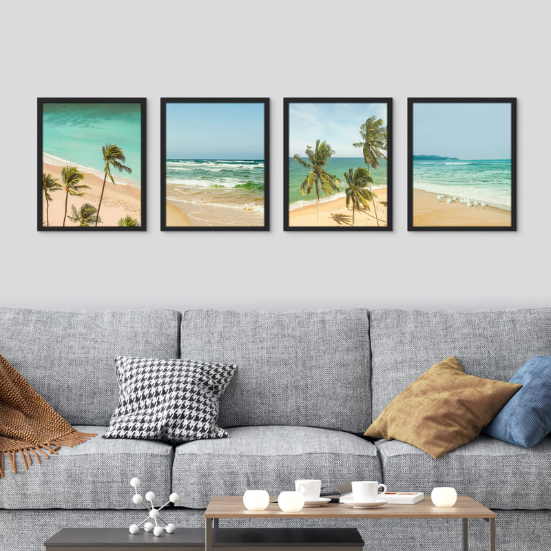 Palmier tropical 4 pièces Ocean Beach, H 14 po x l 11 po, Noir