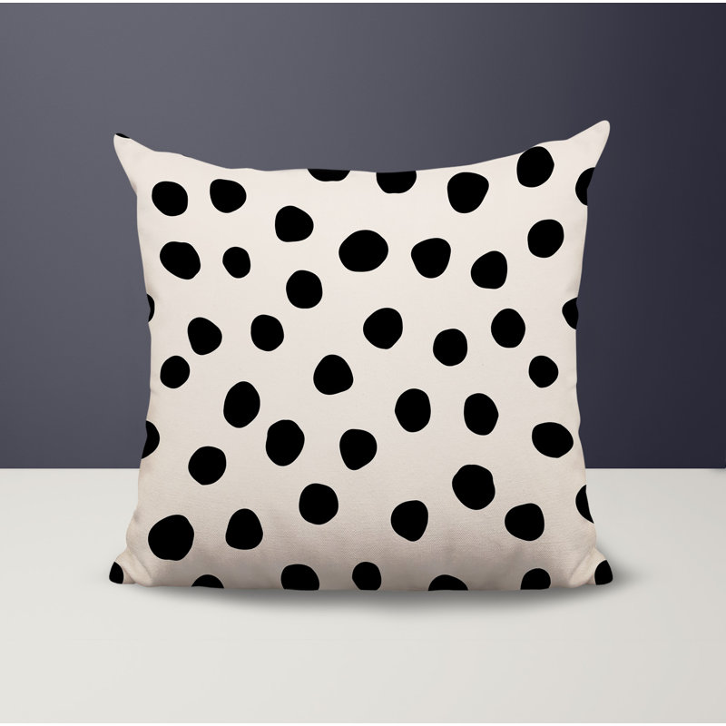 Oreiller carré réversible intérieur / extérieur Tobe Minimalist, H 17 po x l 17 po, Blanc cassé / noir