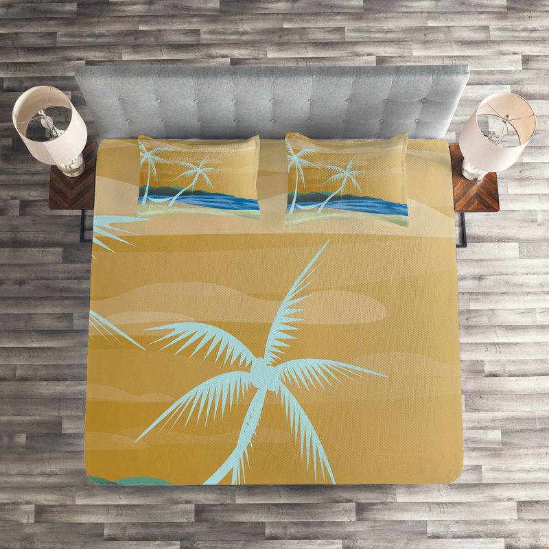 Island Coastal Polyester Coverlet, King Bedspread + 2 Shams