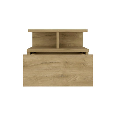 Table de chevet flottante H 12 po, murale avec tiroir simple et tablette à 2 niveaux