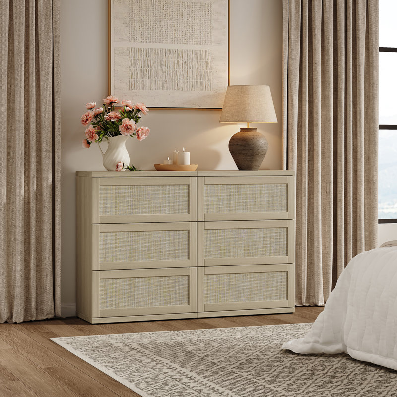 Consiglia Rattan Accent Cabinet 3-Drawer Sideboard, 2, Sand Oak