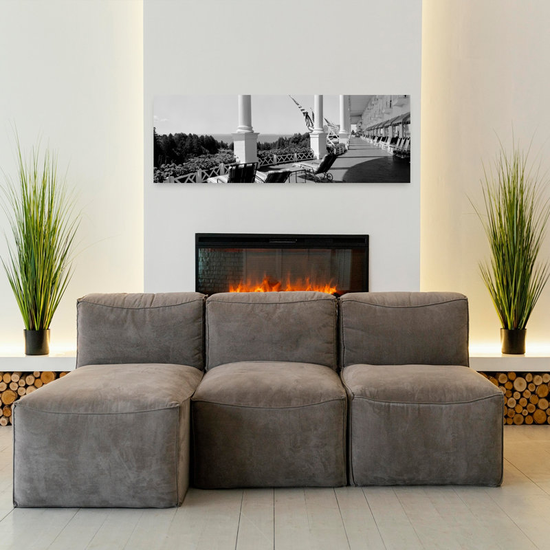 Deck chairs on a hotel's porch Grand Hotel Mackinac Island Michigan USA 1 Piece Wrapped Canvas Panoramic Wall Art
