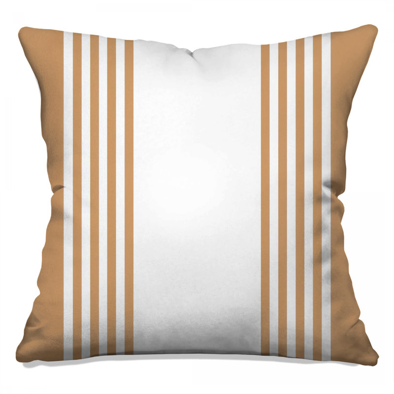 Beige White Stripes Double Sided Throw Pillows, 26 x 26 inches