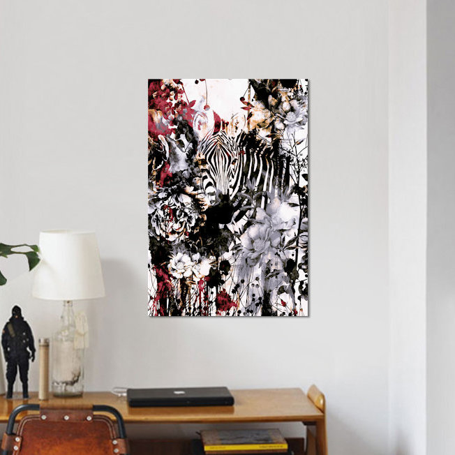 « zèbre », impression sur toile, H 18 po x l 12 po x P 1,5 po, Toile tendue, Pas de tapis