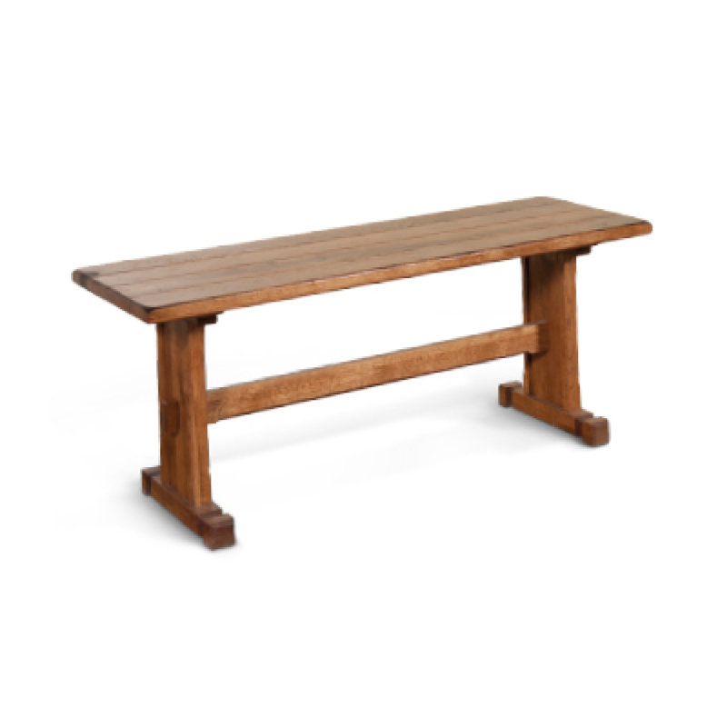Banc de salle à manger Marv, base en tréteaux, bois de mindi brun clair 46 po