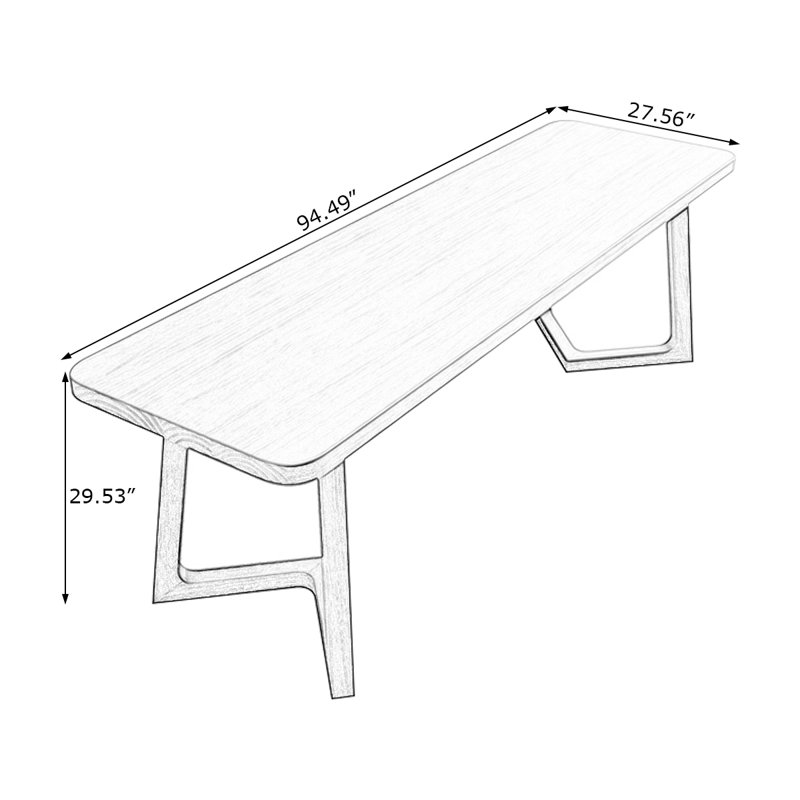 Nut-brown Rectangular Solid Wood writing desk, 29.53" H x 94.49" W x 27.56" D