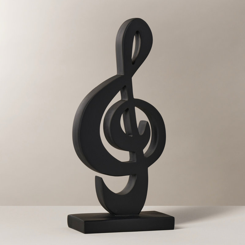 11" Black Treble Clef Decorative Sculpture