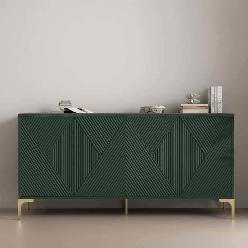  Buffet 60 "avec triangles géométriques et tablettes réglables, armoire de rangement pour la salle à manger, vestibule