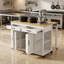 Îlot de cuisine blanc de 47 pouces avec table à manger extensible et prise électrique-805950211