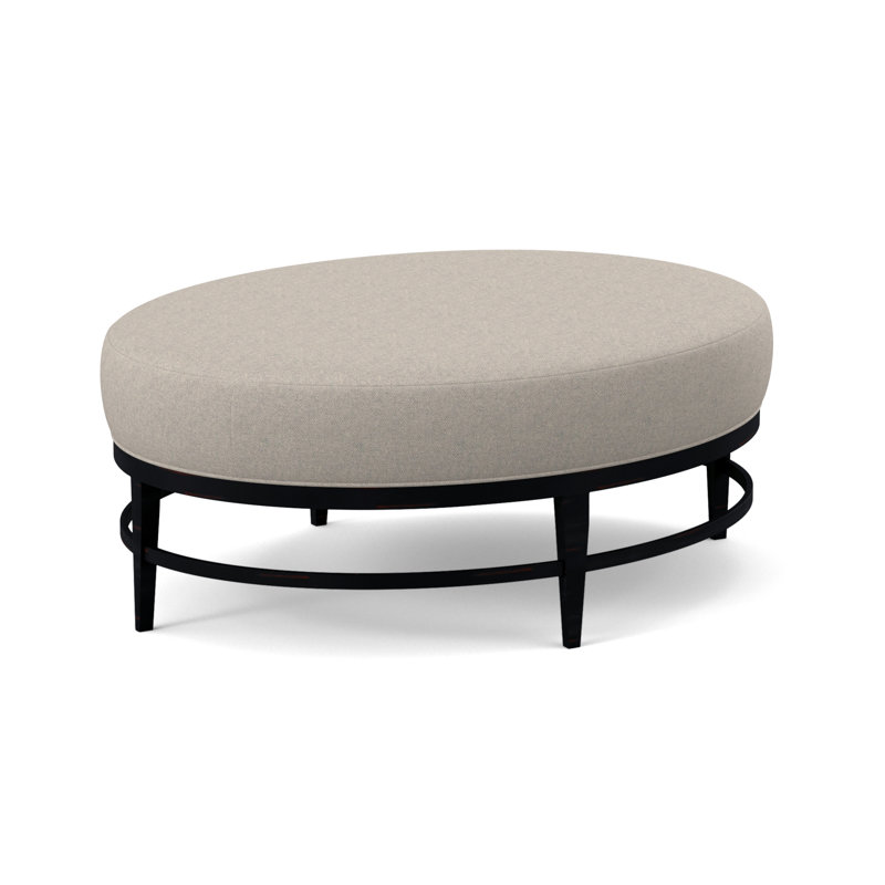 Elliptic Oval Ottoman, White Caps Fog Viscose, Vintage Ebony