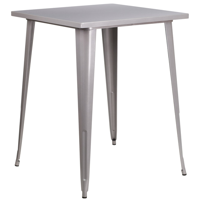 Table carrée intérieure / extérieure Angeleca, Argent, l 33,25 po x L 33,25 po x H 40,75 po
