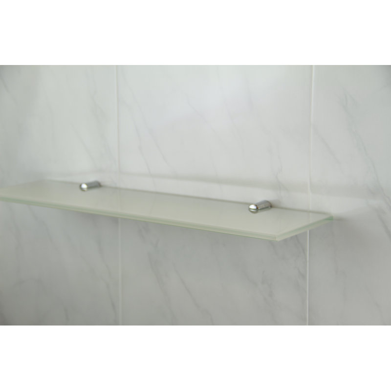 Fanniemae Glass Floating Shelf with Adjustable Shelves, White, 0.6cm H x 40cm W x 10cm D