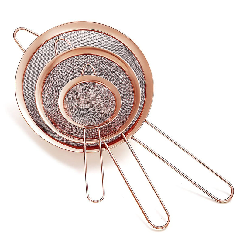 Mesh Strainer 3 Pieces Set, Copper