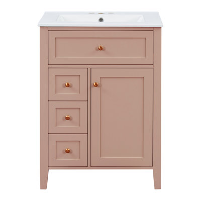 24'' Freestanding Bathroom Vanity With Ceramic Top