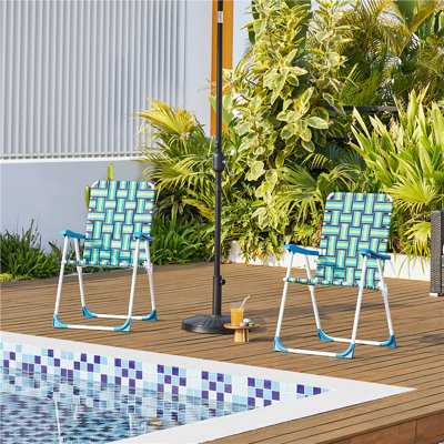 Patio Webbed Folding Chairs Nylon Fabric Portable Lawn Chairs by Yaheetech