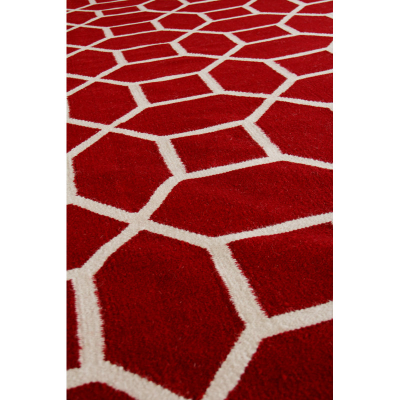 Wool Geometric Area Rug, Rectangle 5' x 8'