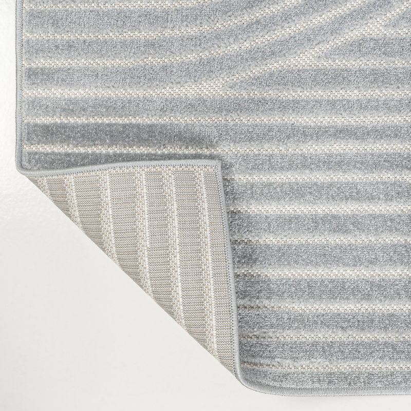 Tapis d'intérieur / extérieur bleu clair / crème Andella, Rectangle 3 pi 11 po x 6 pi