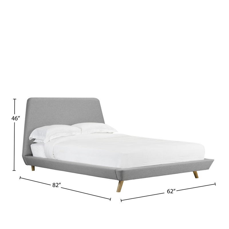 Lit plateforme tapissier Brophy, Double, Gris