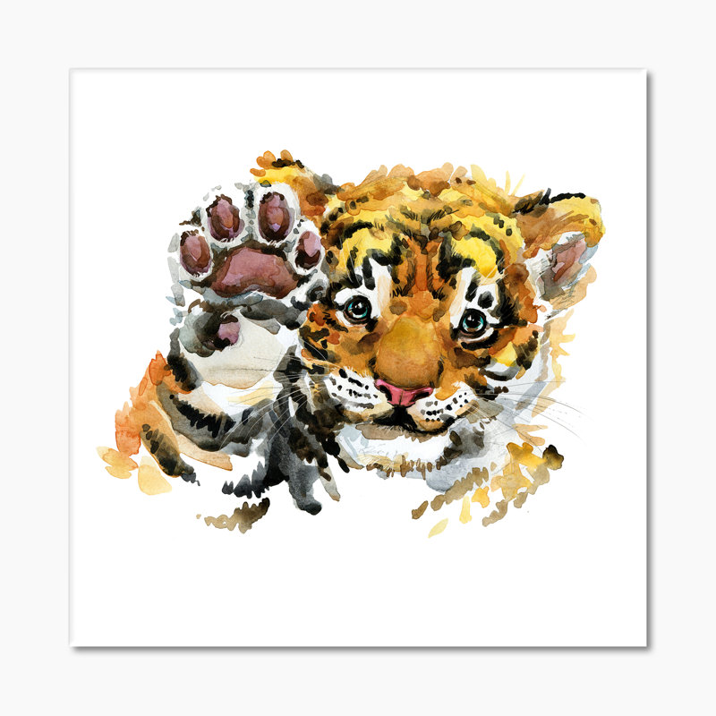 Illustration d'un mignon petit tigre - sur, H 30 po x l 30 po x P 1 po, Toile tendue