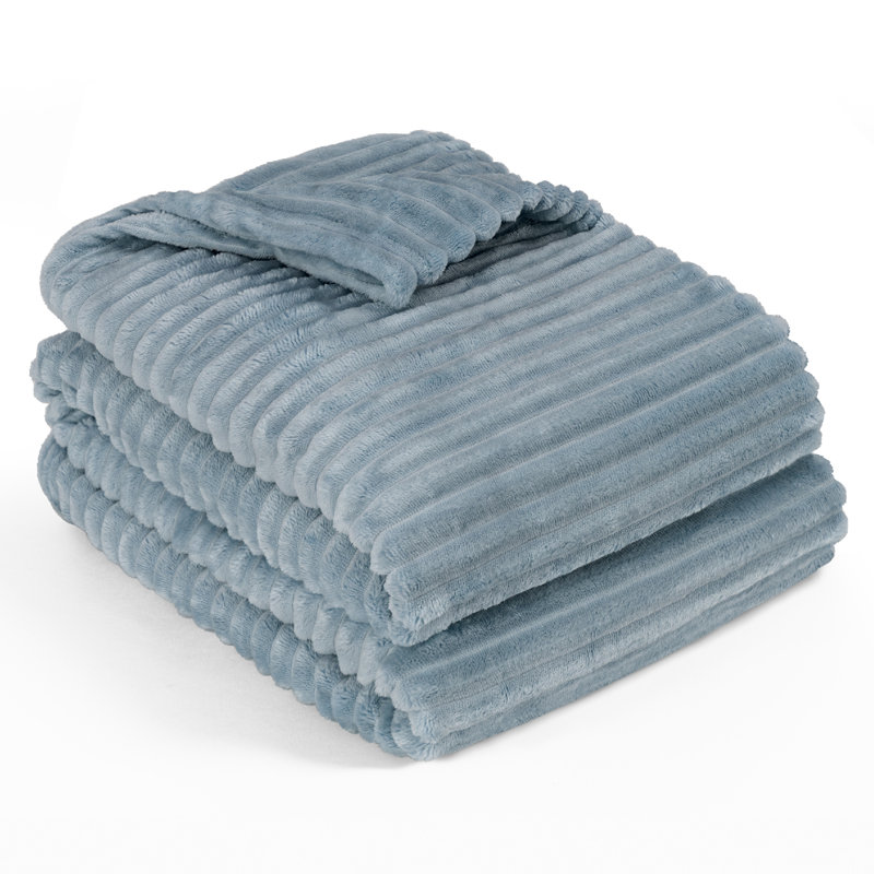 Dusty Blue Twin Fleece Reversible Throw Blanket