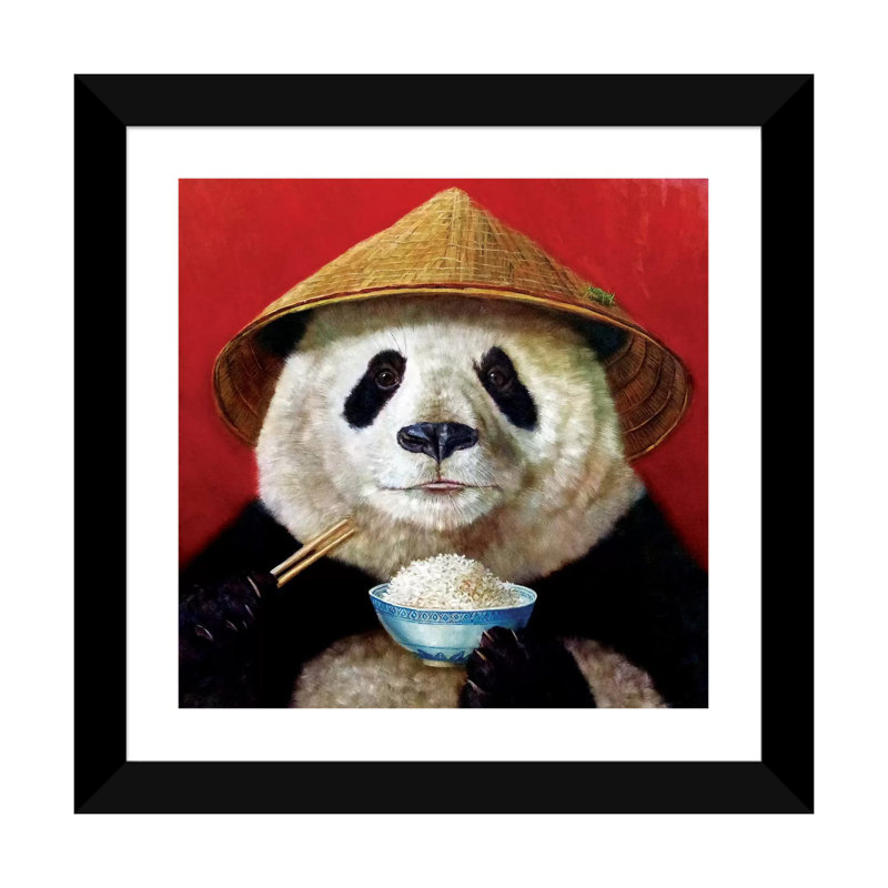 Panda, art encadré, H 24 po x l 24 po x p 1 po, Papier encadré noir