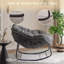  Chaise berçante d'extérieur Papasan avec coussin moelleux, chaise berçante en osier pour balcon / porche / jardin, structure en rotin renforcé toutes saisons, support de 330 lb-2111635322-2120283369