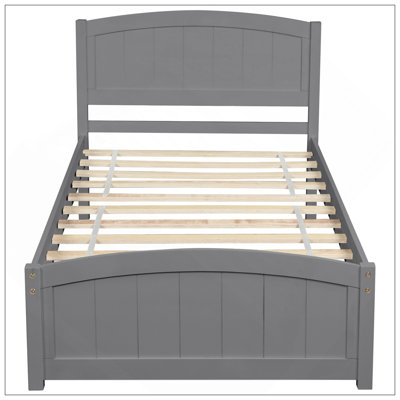 Wood Platform Bed With Headboard,Footboard And Wood Slat Support