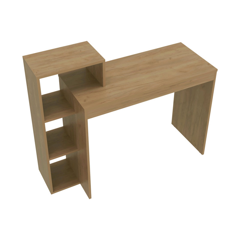 Bureau d'ordinateur, 3 tablettes, pin clair