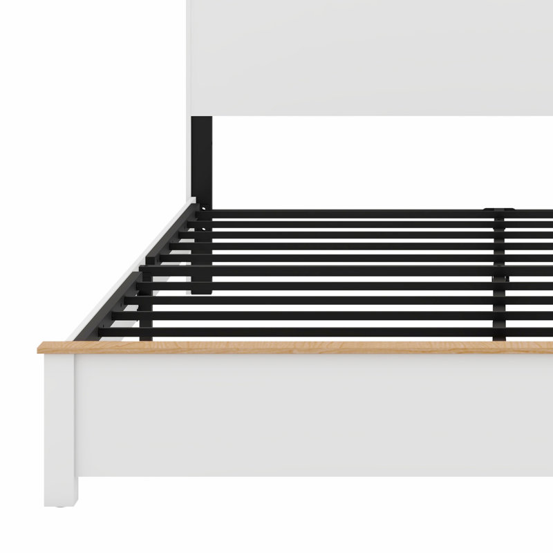 The Rustic Farmhouse Bed Frame With Storage Headboard Comes With A Built-In Charging Station, King