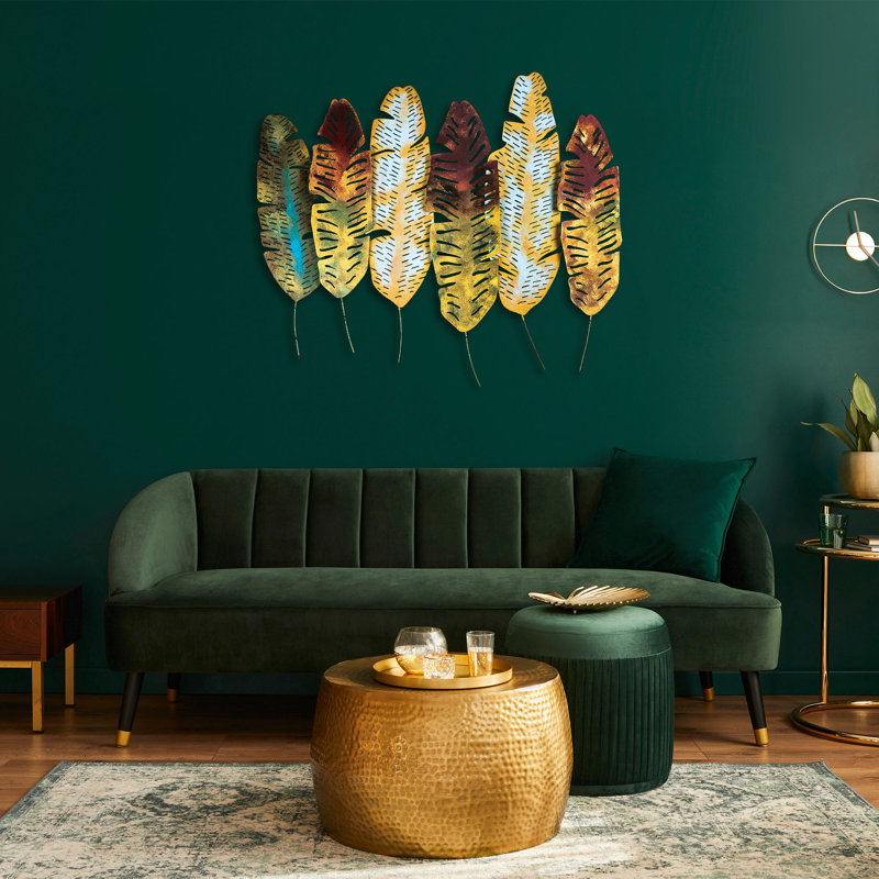 Hand-Painted Decorative Metal Wall Accessory, 12.6 x 35.4 inches | 100% Metal, Thickness: 0.06 inches | Unique Color Variations, Easy Wall Mounting | Perfect for Home Décor & Stylish Interiors