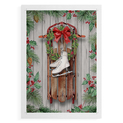 Traîneau et patins - Impression sur toile seulement - NON-CADRE