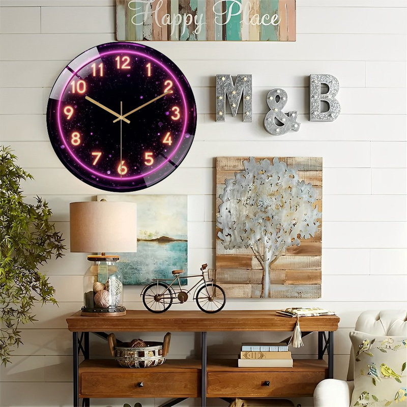 Horloge murale de style néon