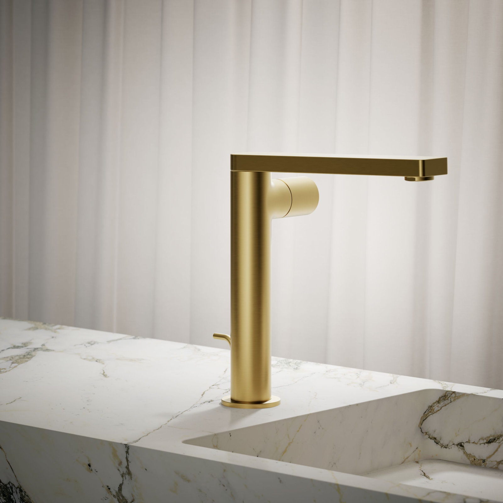 Composed Single-Handle Bathroom Faucet, Vibrant Brushed Moderne Brass