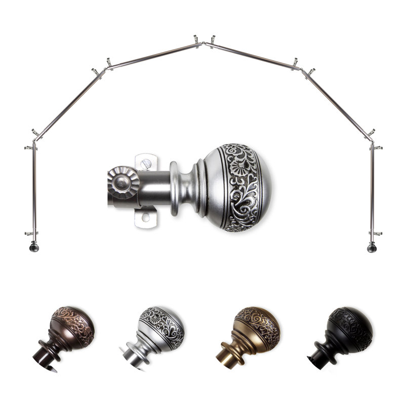 Ensemble de tringle à rideaux simple et quincaillerie pour baie vitrée à 6 côtés Solon, 28 à 48 po (de chaque côté)