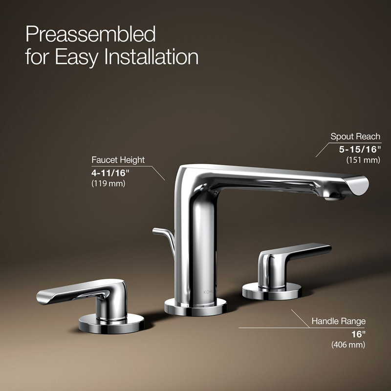 Avid Widespread Bathroom Sink Faucet With Drain Assembly, Polished Chrome