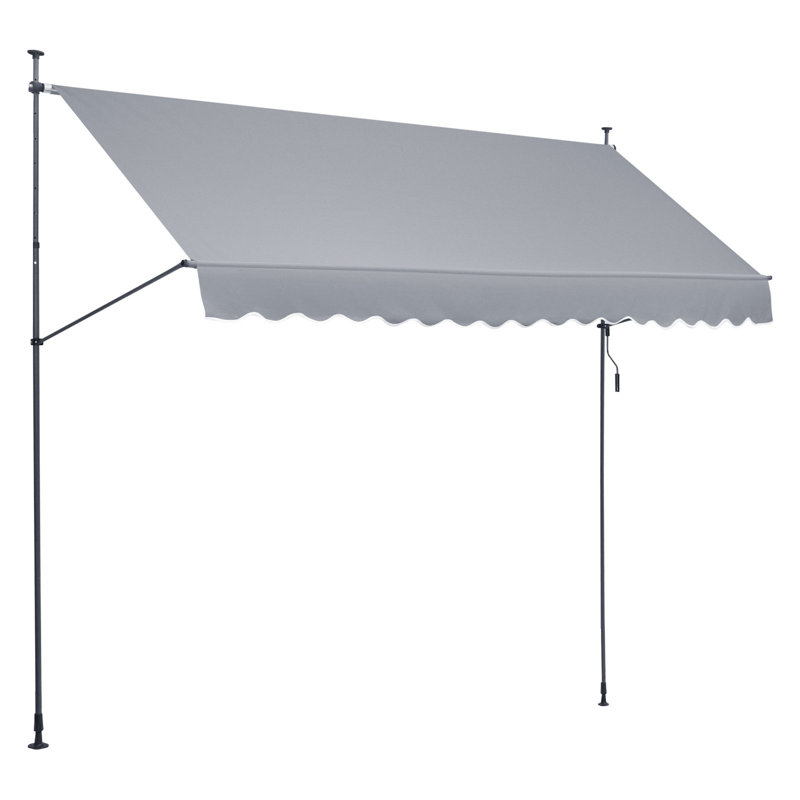 157X47" Patio Awning Retractable Awning Sunshade Shelter With Crank Handle, 53.94" H x 7.56" W x 6.93" D, Gray