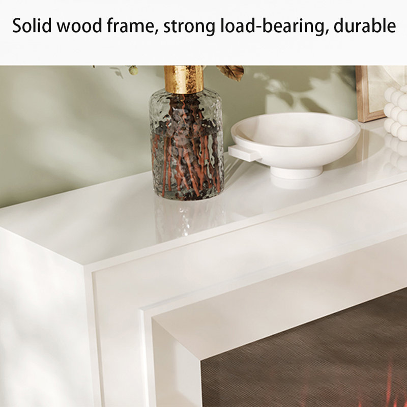 Elegant fireplace with eco-friendly wood frame, 39.37" H x 47.24" W x 12.59" D