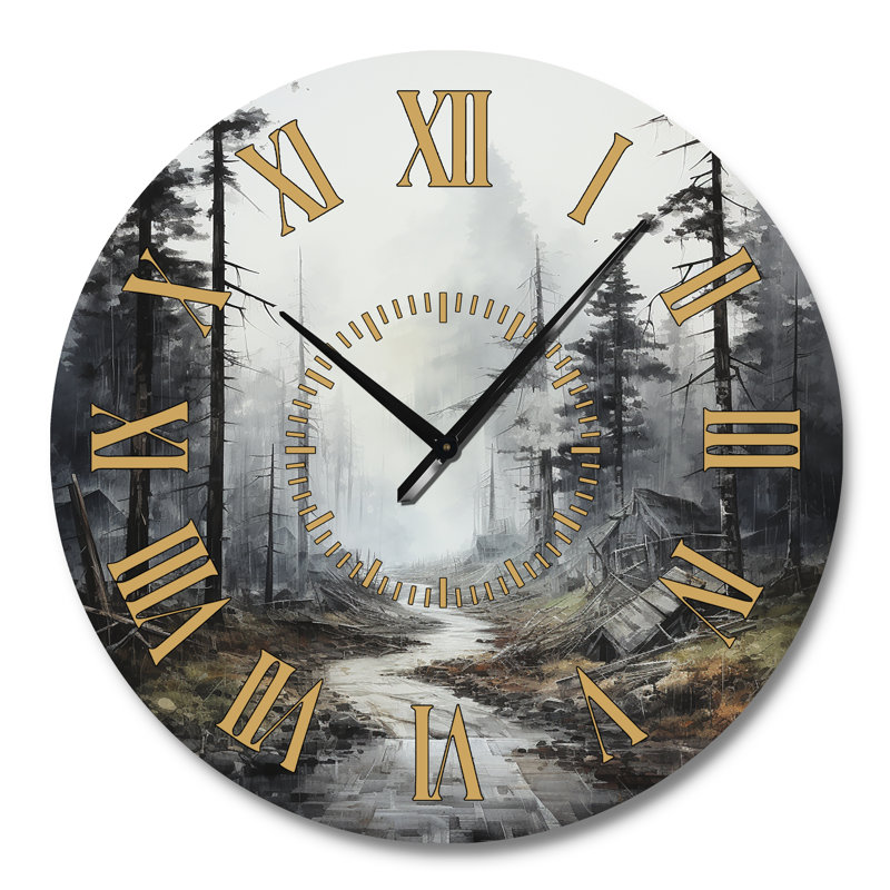 Horloge murale moyenne et sinueuse forêt - paysage et nature, Grand