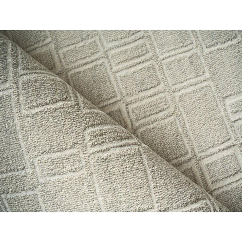 Soho Hand Tufted Wool Abstract Area Rug, Silver/Ivory, Rectangle 14' x 18'