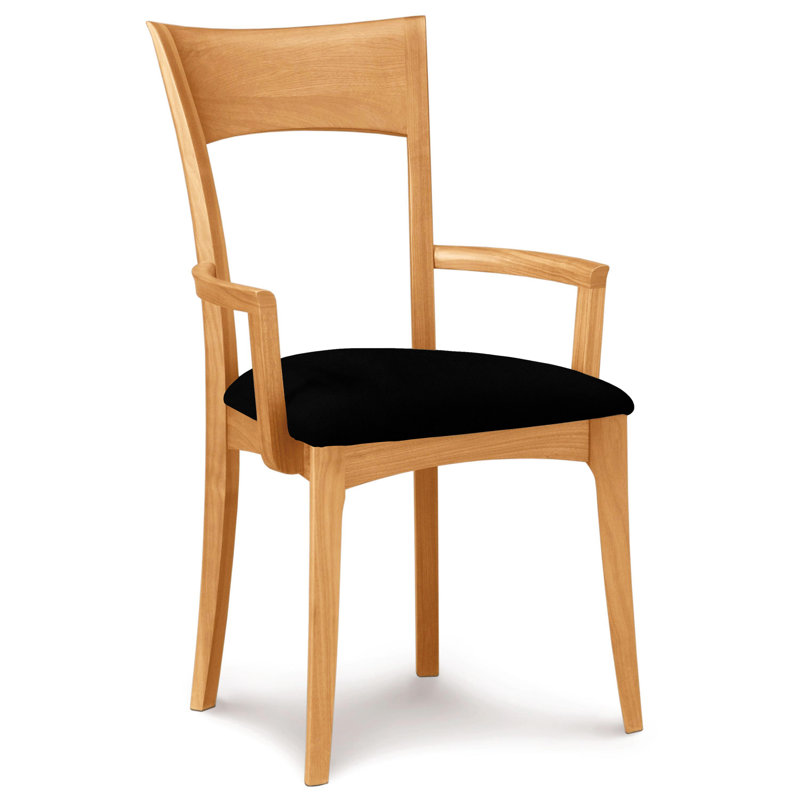 Ingrid 19.25'' H Upholstered Cherry Armchair, Natural Cherry, Microseude Onyx