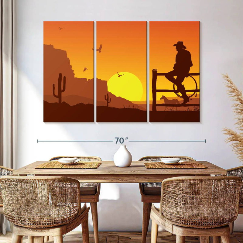 Lelar Western Cowboy Sunset, 42" H x 65" W