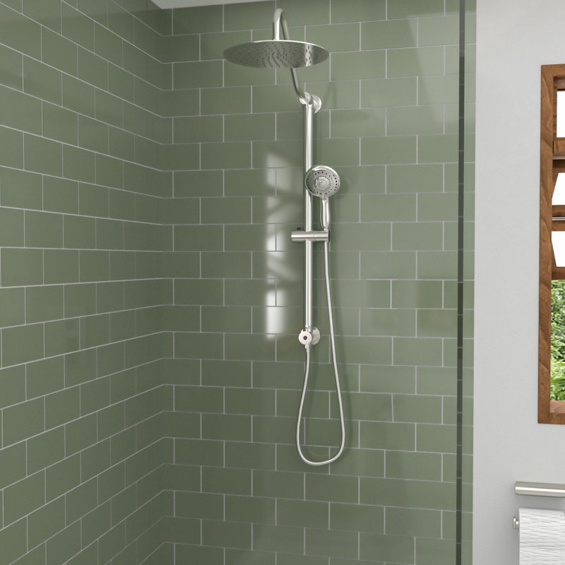10 Inch Wall Mount Dual Shower Heads with Handheld Shower and Slide Bar in Chrome