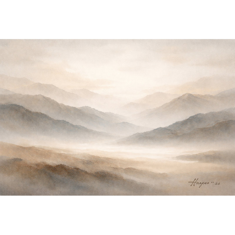 Art mural sur toile Mist Valley Light, H 32 po x l 48 po x P 1,5 po
