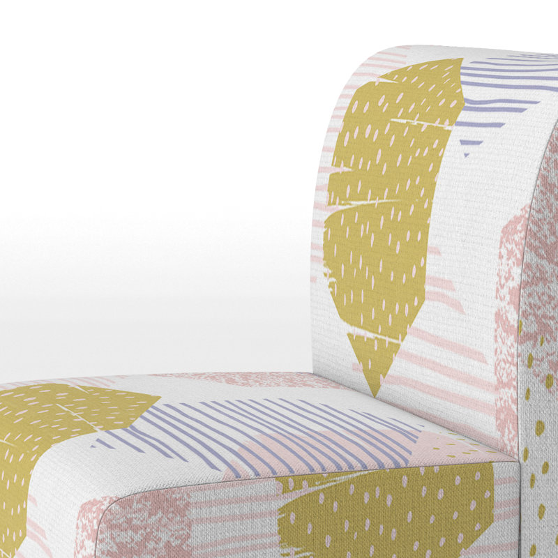 Fauteuil de chambre rembourré à motif géométrique rose à motif géométrique
