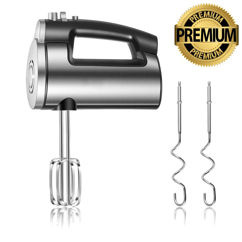 6 Speed Hand Mixer With Turbo Boost, 4 Stainless Steel Attachments, Silver