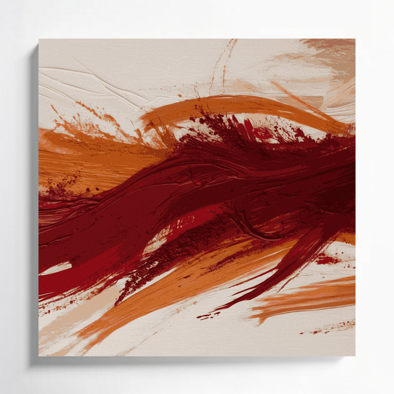 «Lyrical Abstraction 4», art mural sur toile beige, H 32 po x l 32 po