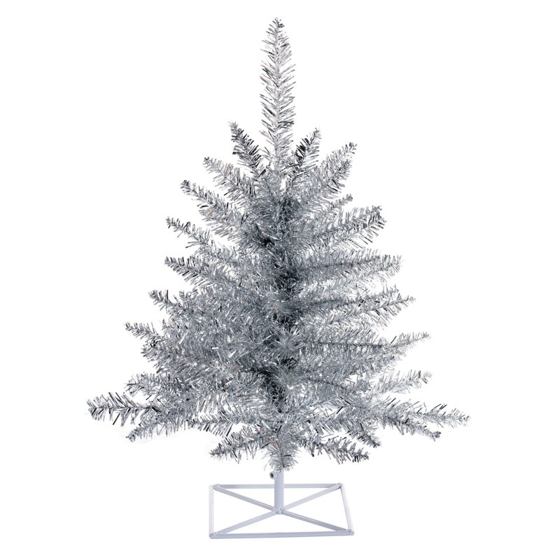 Sapin de Noël artificiel à guirlandes argentées, H 3 pi