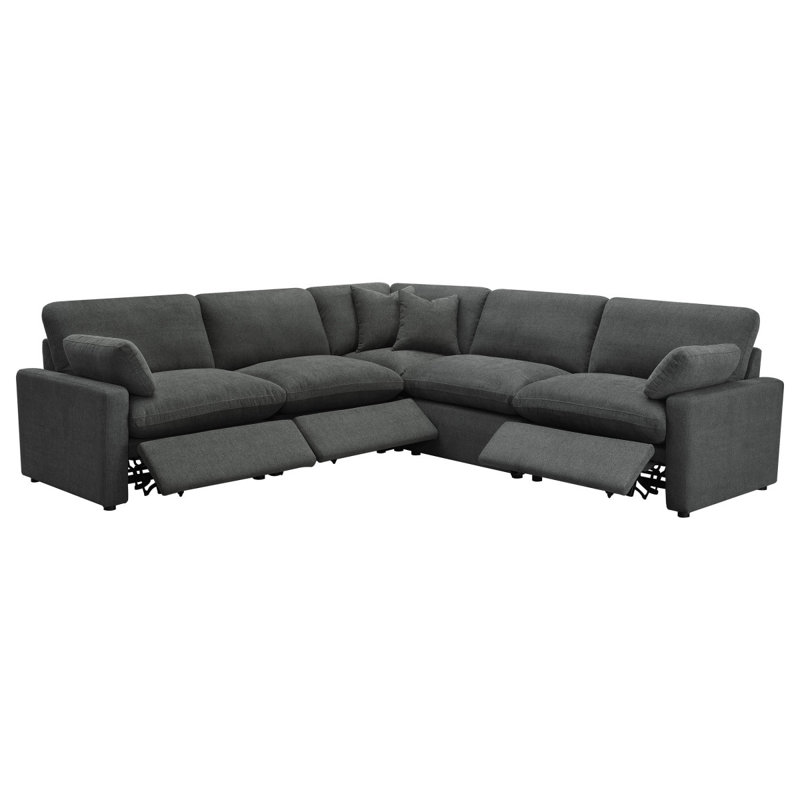 Canapé modulaire inclinable électrique 5 pièces Hollander, Dark Grey Fabric