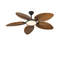 Ventilateur de plafond tropical de 52 pouces avec lumière DEL et télécommande, 5 pales réversibles en ABS au fini brun noyer