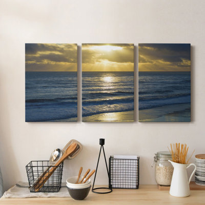 Beach Sunset Surfers - Toile tendue avec châssis de qualité supérieure - Prêt à être accroché